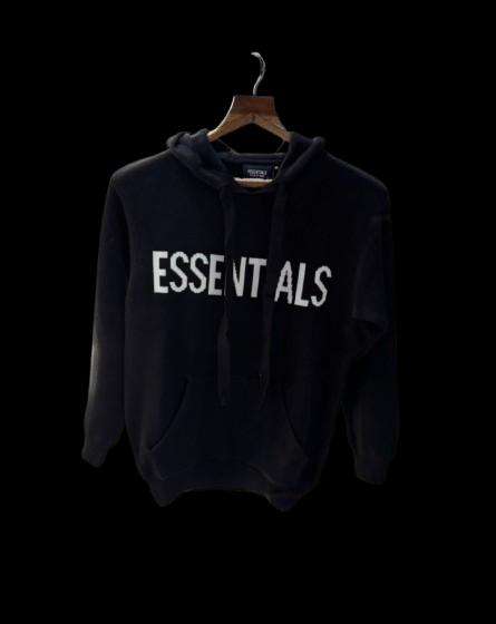 Essential Black Imported Knitted Hoodie